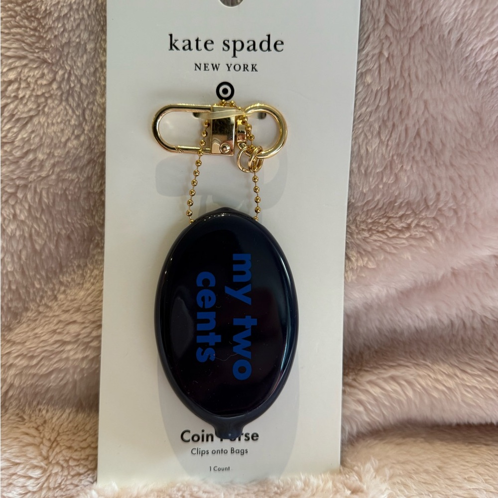 Kate Spade Black and Blue Coin Purse Keychain